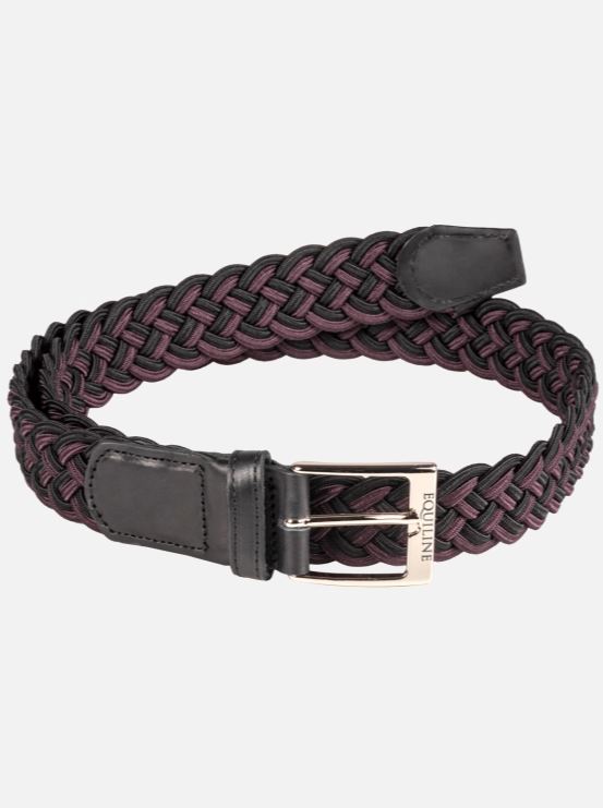 Camirac unisex black and burgundy cotton elastic braided belt - Equiline