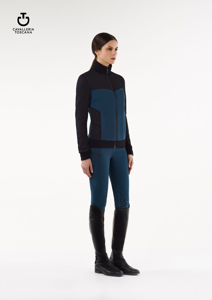 Bomber d'entraînement turquoise et noir pour femme - Cavalleria Toscana