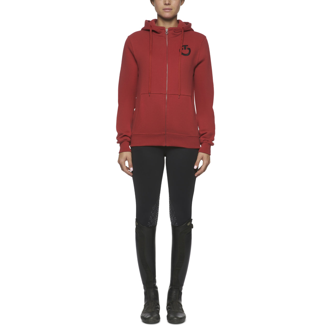 Sweat rouge avec capuche e interior polaire pour femme - Cavalleria Toscana
