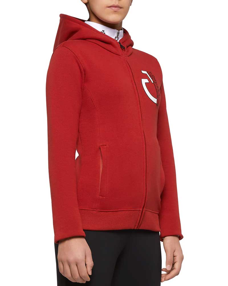 Red fleece sweatshirt with zipper and hood junior unisex - Cavalleria Toscana