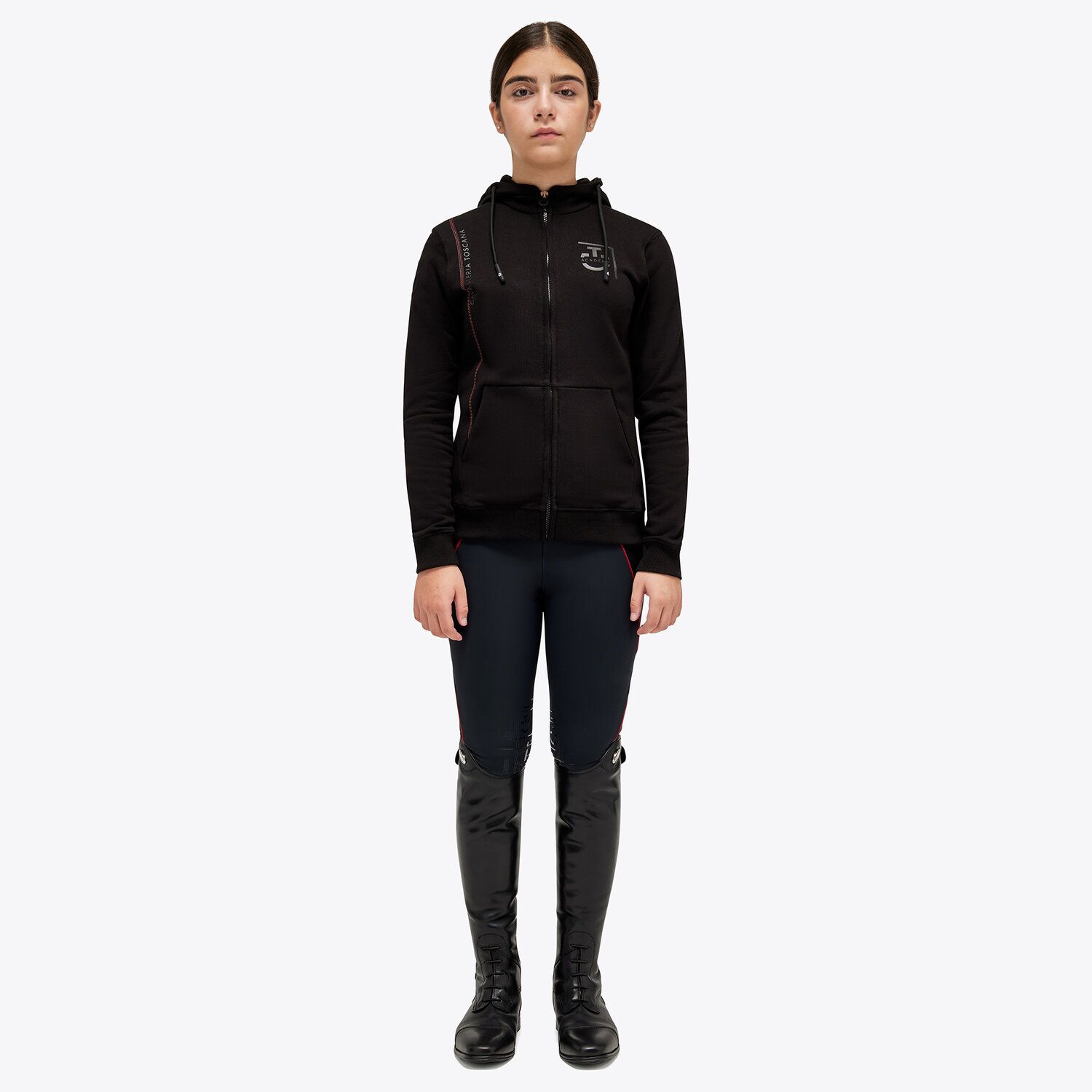 Chaqubasic black eta with hood and zipper junior Academy - Cavalleria Toscana