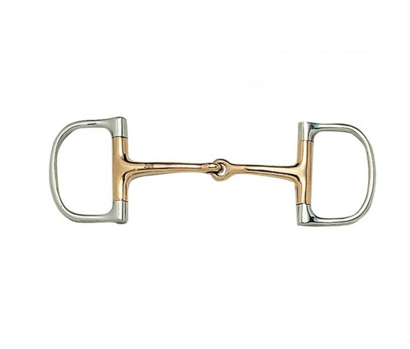 Mors de filet en D 2 pièces avec embouchure en cuivre, inox pour cheval - iquus