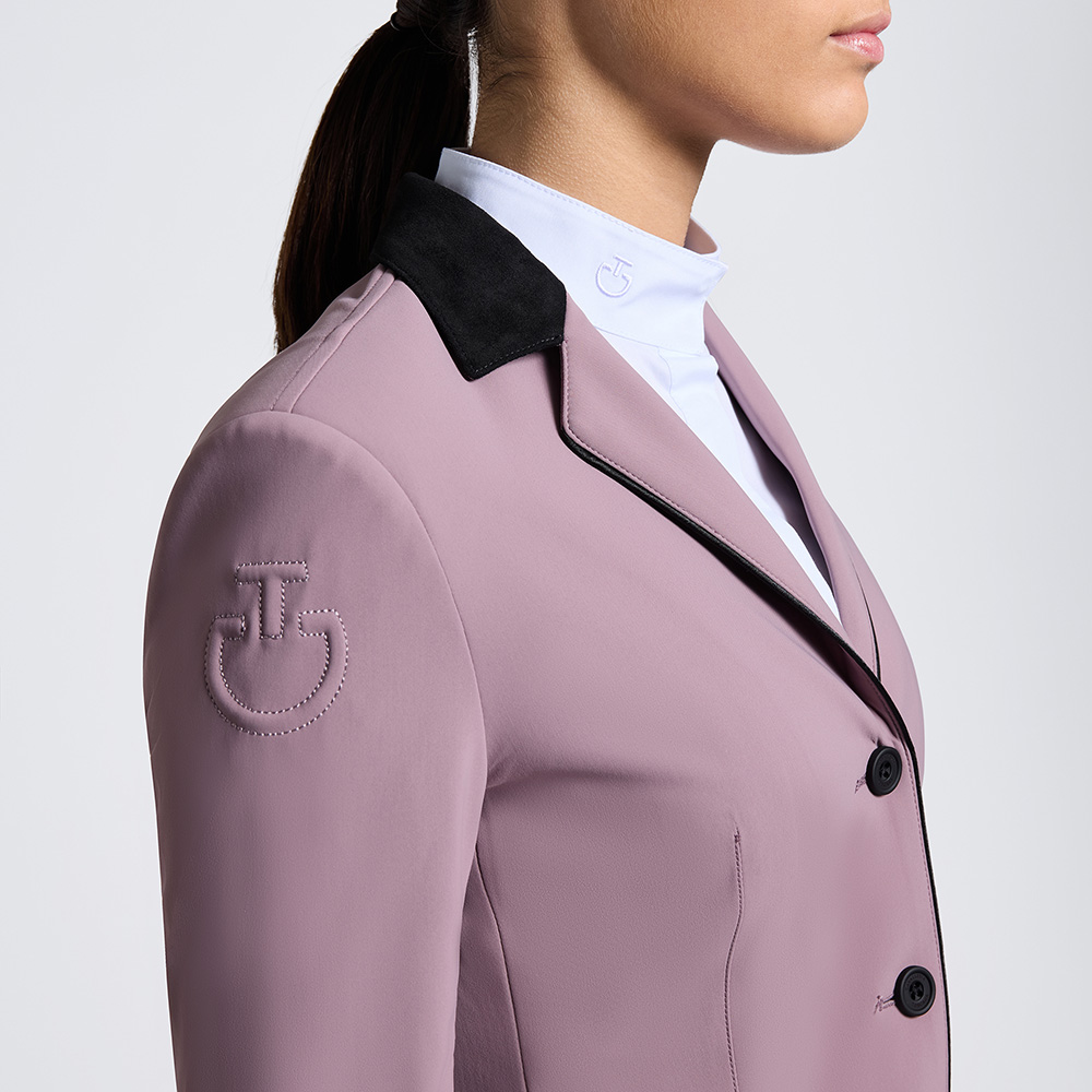 Veste de concours lilas avec col Alcantara et passepoils en contraste pour fille GP - Cavalleria Toscana