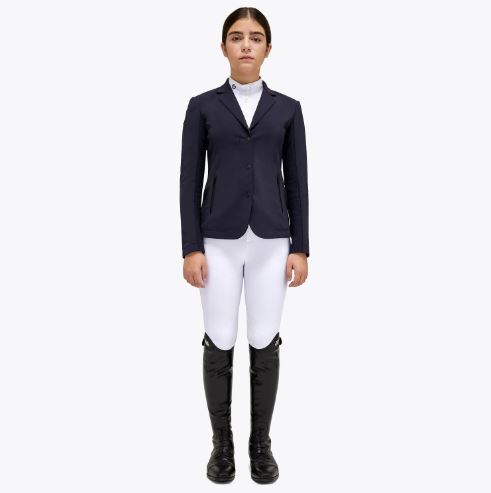 Americana de concurso azul marino con la espalda de tejido elástico para niña - Cavalleria Toscana