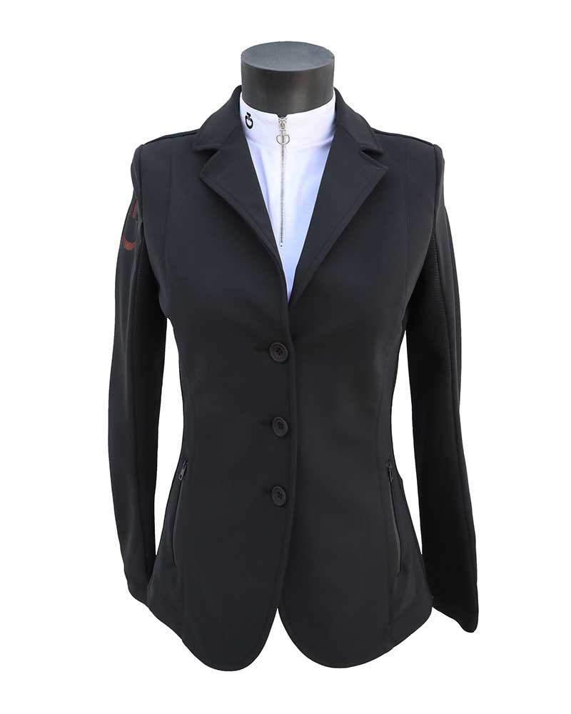 Veste de compétition avec espalda de maille de punto noire avec logo orange pour femme - Cavalleria Toscana Revolution