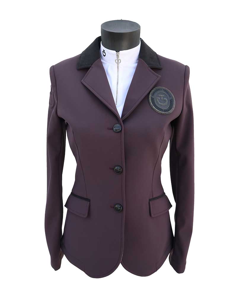 Veste de compétition en tono vino avec col Alcantara noir pour femme - Cavalleria Toscana