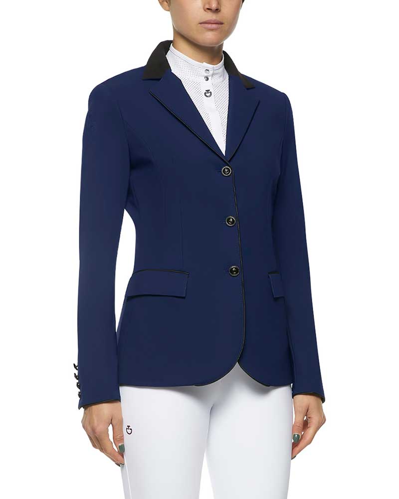 Veste de compétition bleu intense à col en Alcantara et boutons pour femme GP - Cavalleria Toscana