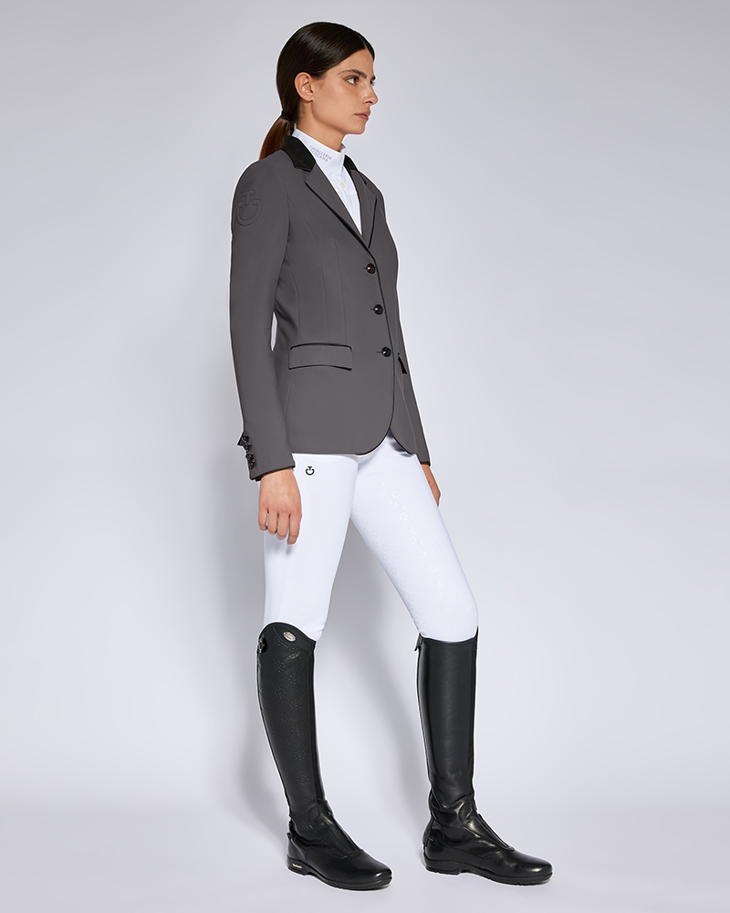 Veste de compétition gris foncé à col en Alcantara et boutons pour femme GP - Cavalleria Toscana