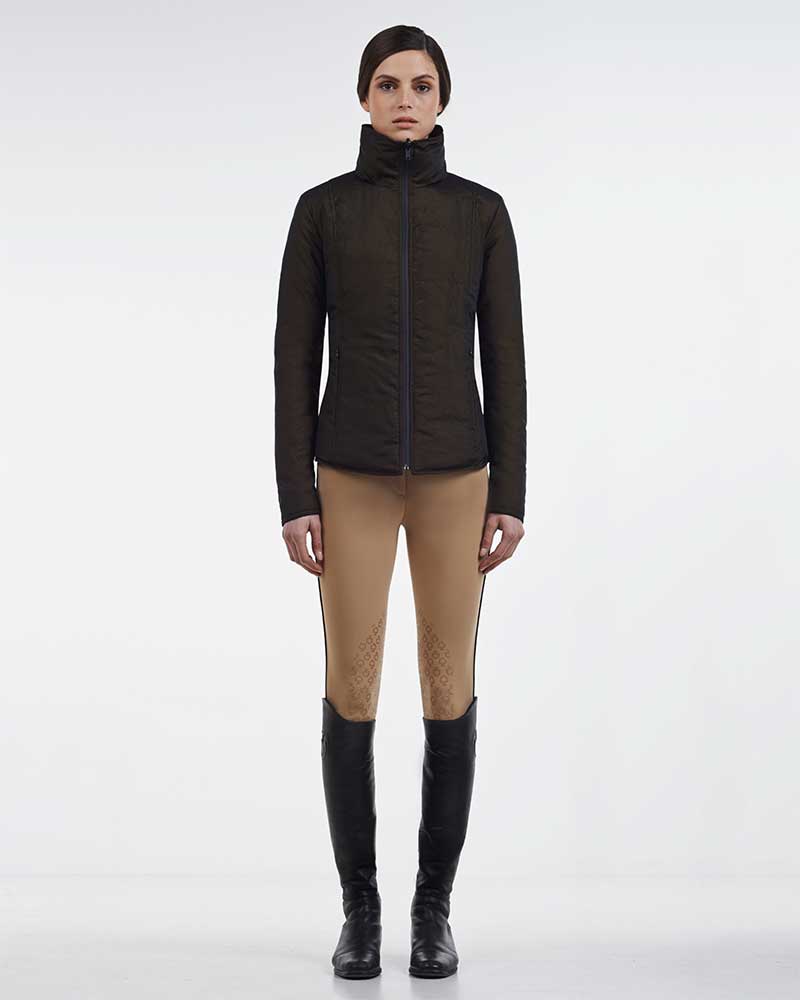 Manteau court en plumes reversible moutarde et noir pour femme - Cavalleria Toscana