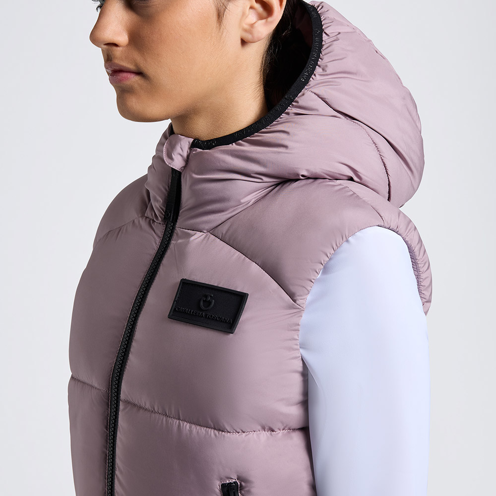 Pink down vest with hood for junior (unisex) - Cavalleria Toscana