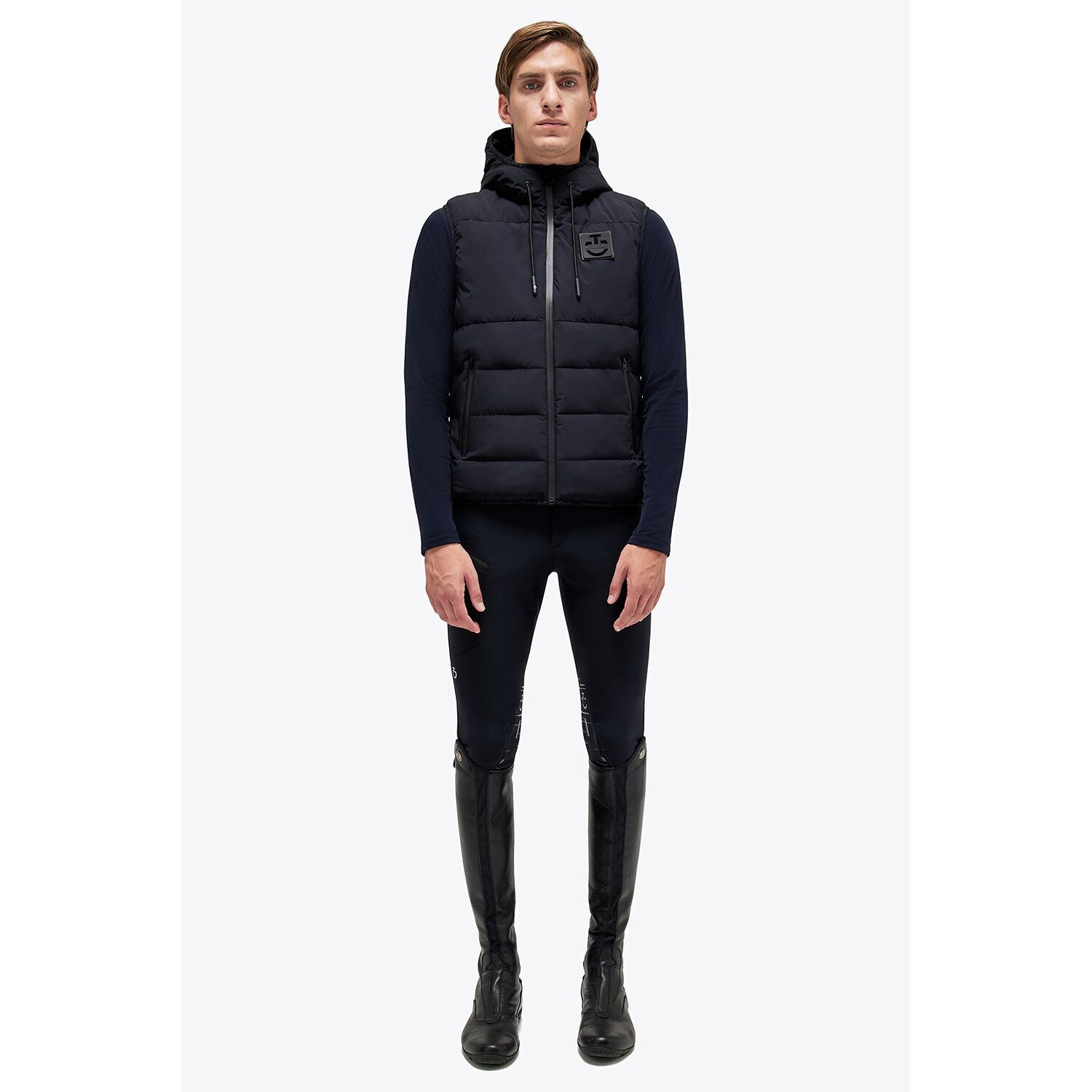 Gilet épais noir avec capuche et logo sur le haut izquierda Academy - Cavalleria Toscana