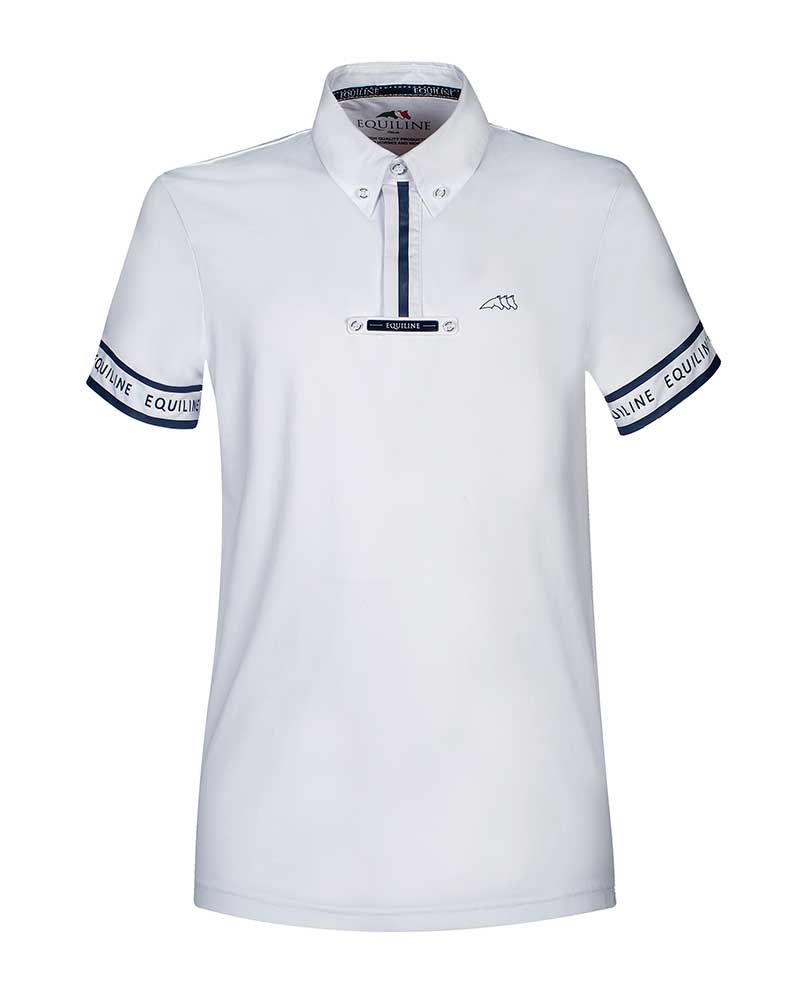 Polo de compétition à manches courtes blanc pour homme Pirite - Equiline