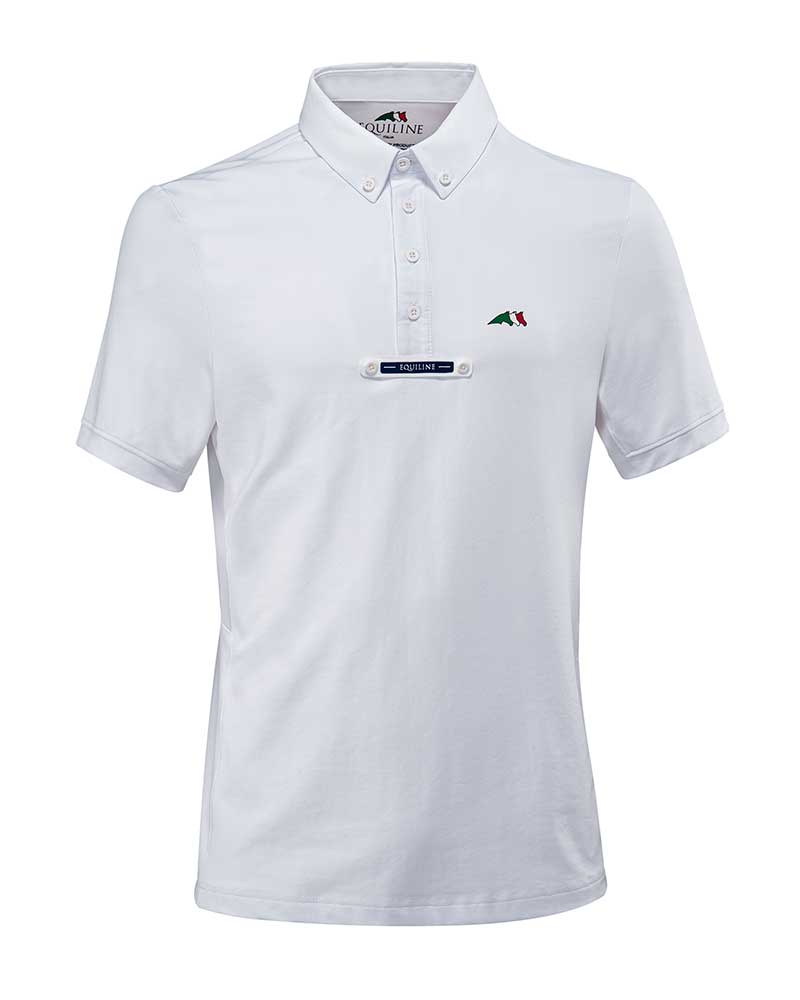 Polo en piqué de compétition à manches courtes blanc pour homme Cotan - Equiline