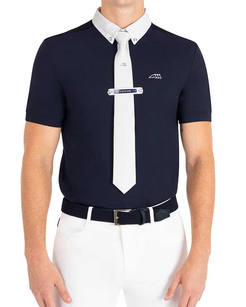 Navy blue short-sleeved competition polo for men Eldsone - Equiline