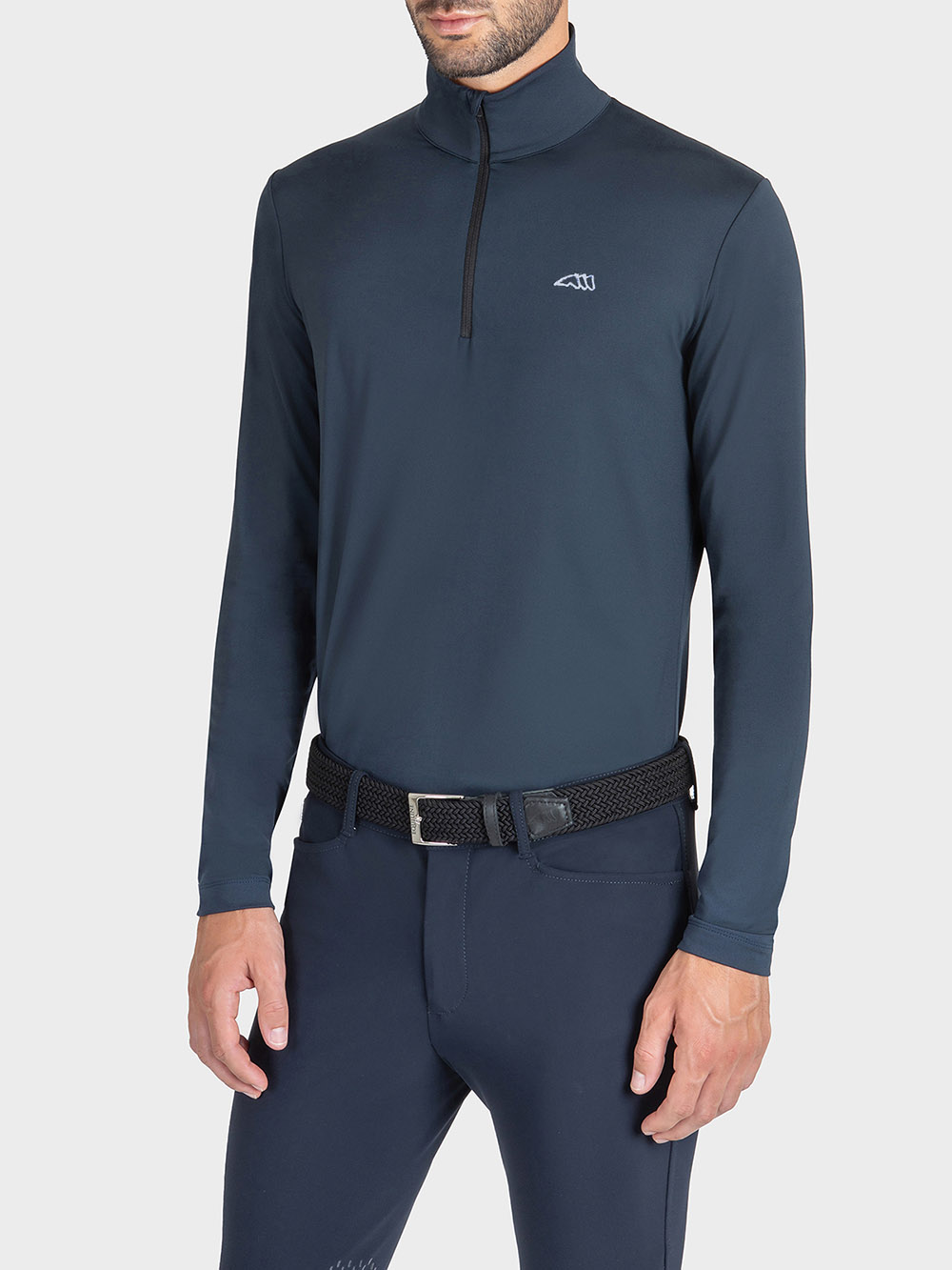 Polo de entrenamiento azul marino de manga larga para hombre - Equiline