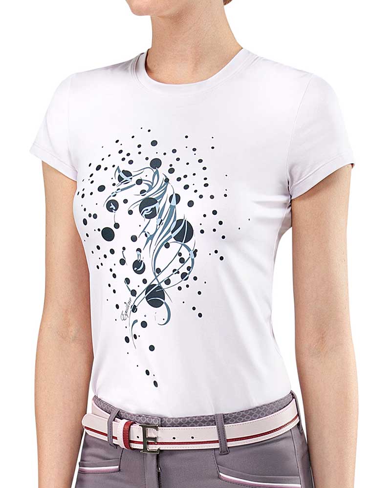 T-shirt d'entraînement à manches courtes rose clair à strass pour femme Eulalia - Equiline