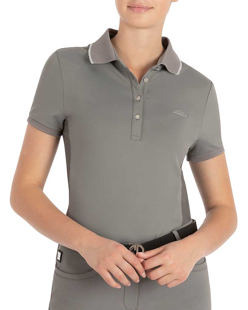 Polo technique d'entraînement à manches courtes gris pour femme Ellae - Equiline