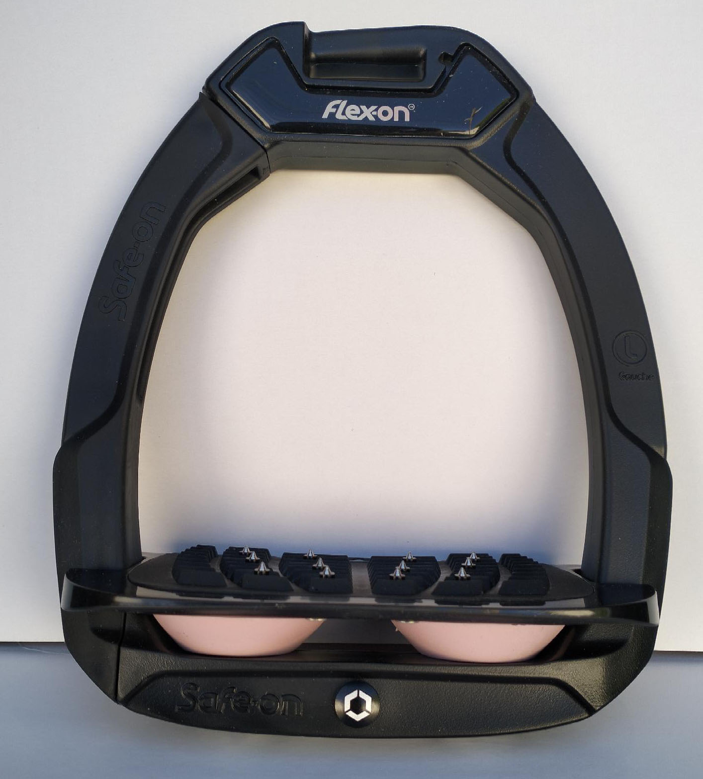 Étriers "Safe-on" incliné ultragrip noirs avec amortisseurs rose clair - Flex-On