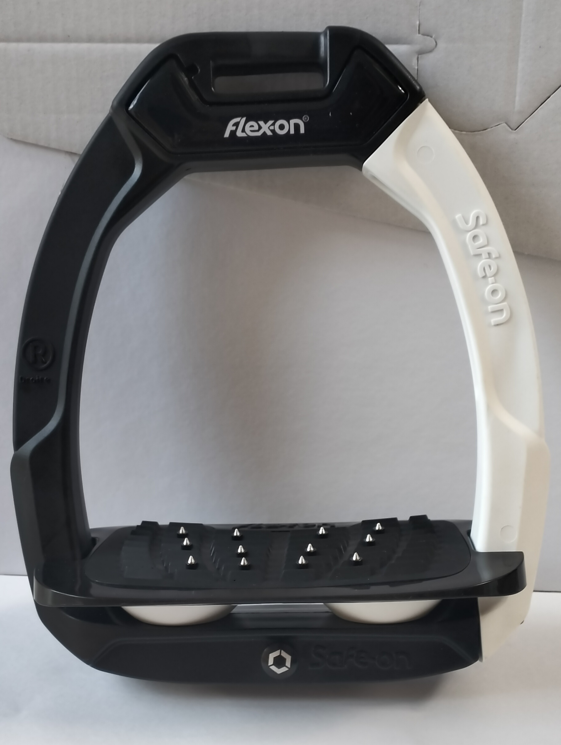 Étriers "Safe-on" incliné ultragrip noir et blanc avec amortisseurs blancs - Flex-On