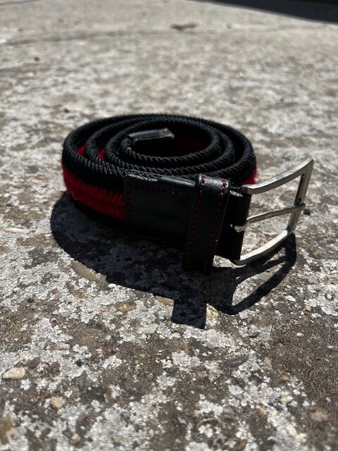 Ceinture tressée élastique noir et rouge unisexe - Manfredi