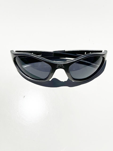 Glasses shiny silver gray color with black lens - GPA