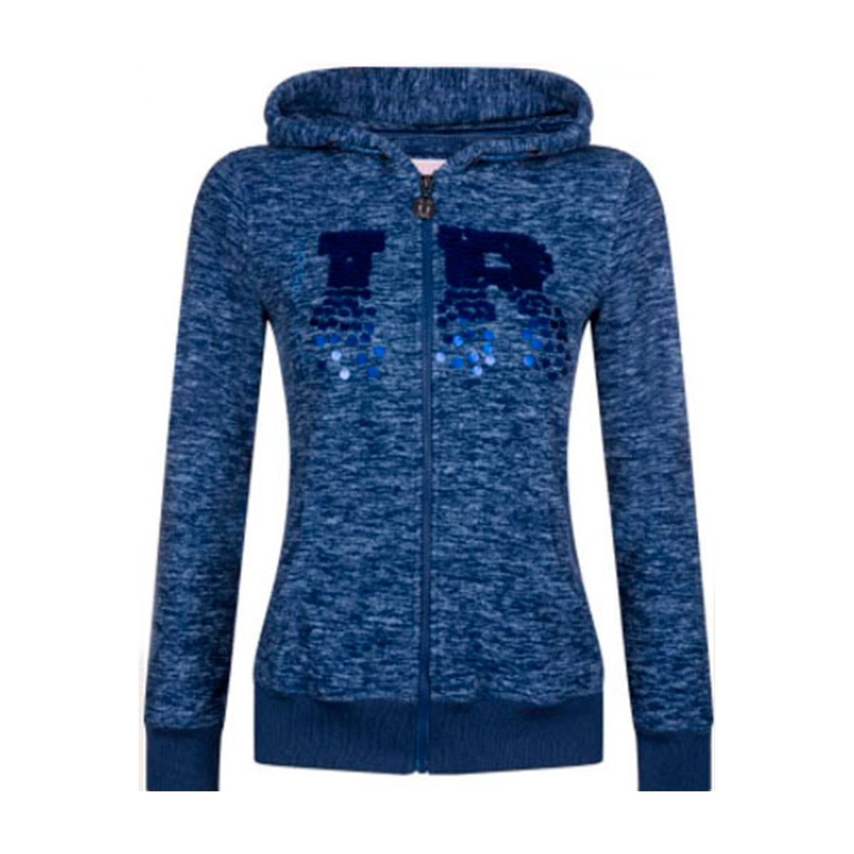 Veste en laine bleu avec capuche et paillettes sur le devant pour femme modèle Super chill - Imperial Riding