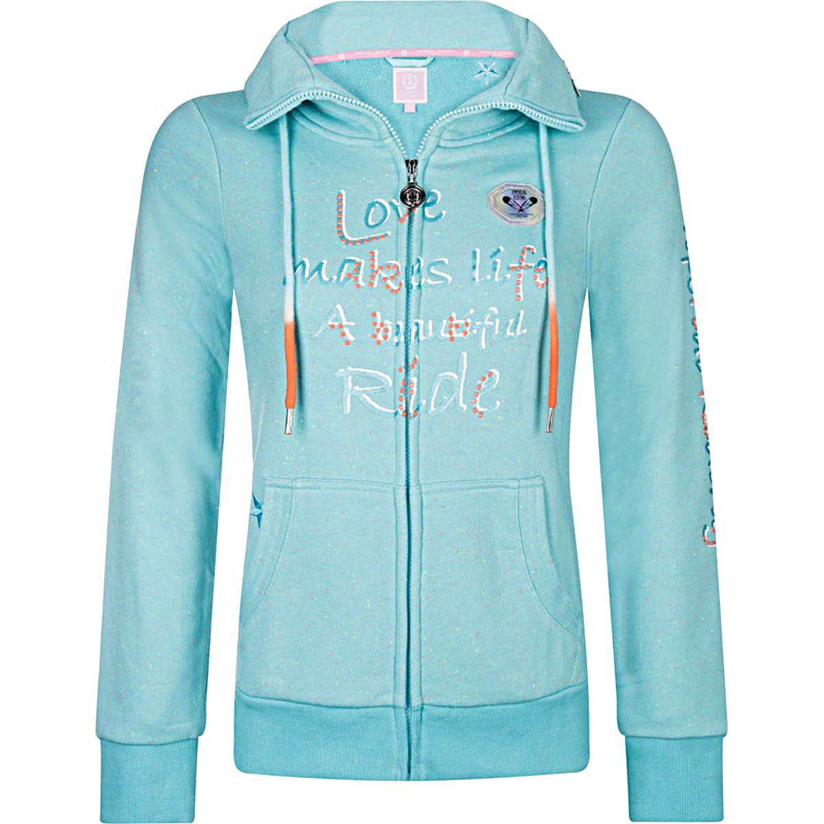 Sweat turquoise avec contrastes en orange pour femme Paradiso - Imperial Riding