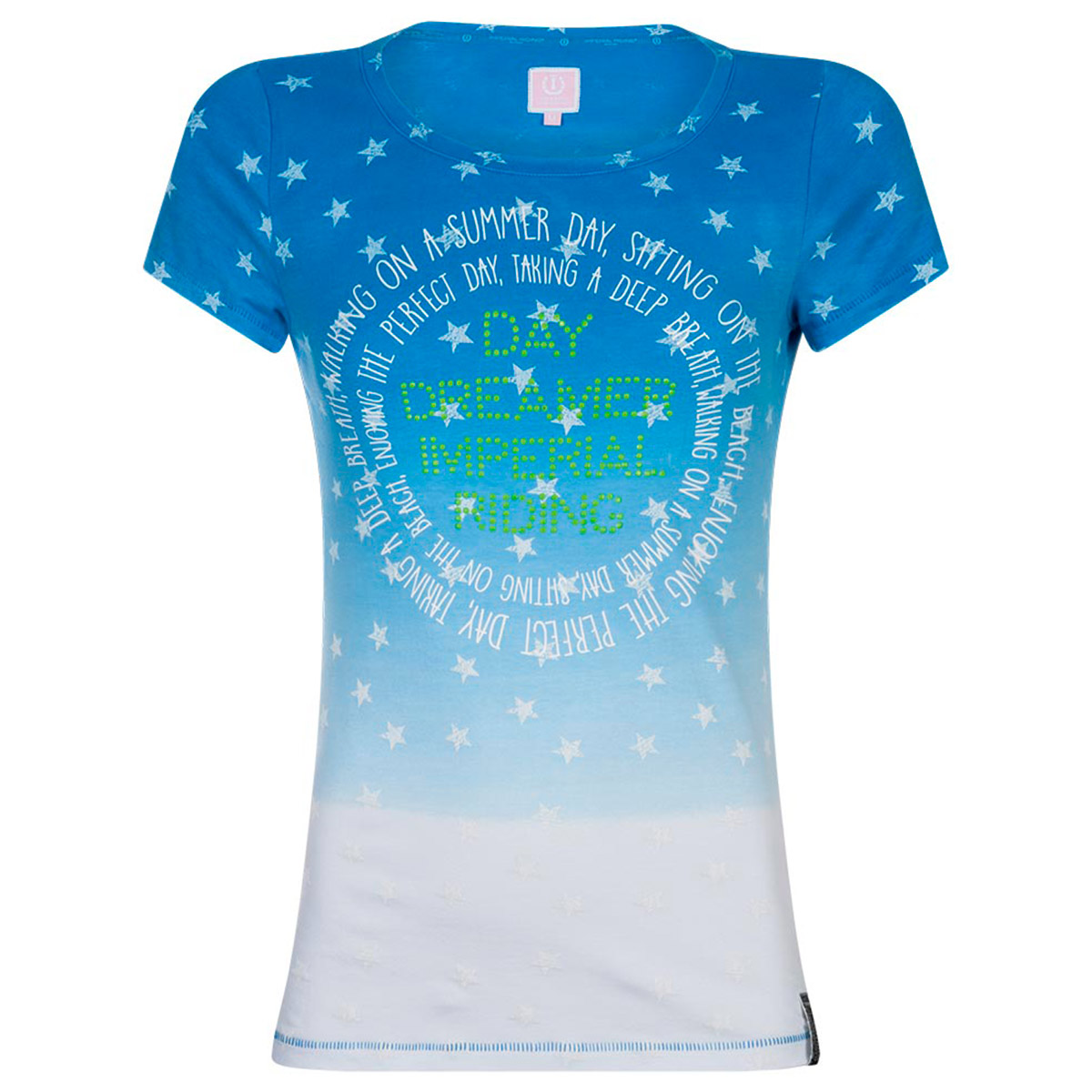 Camiseta Color azul con dibujo y remaches amarillos en la parte delantera para niña Silverstar - Imperial Riding