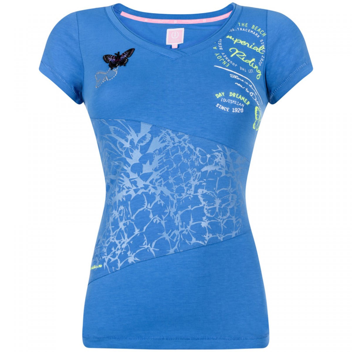 T-shirt bleu à imprimé papillons pour femme Cleo - Imperial Riding