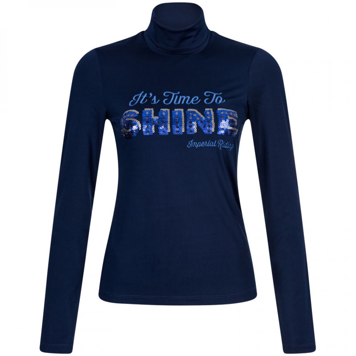 Navy blue long-sleeve technical training shirt with sequins for girls Spotted - Imperial Riding