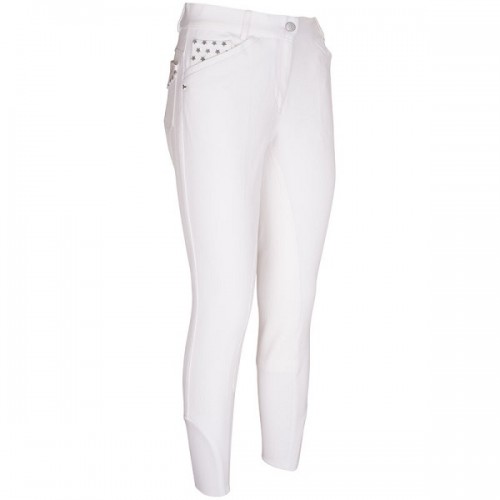 White full-leather seat riding pants with sequin and star details for girl – Star model - Imperial Riding