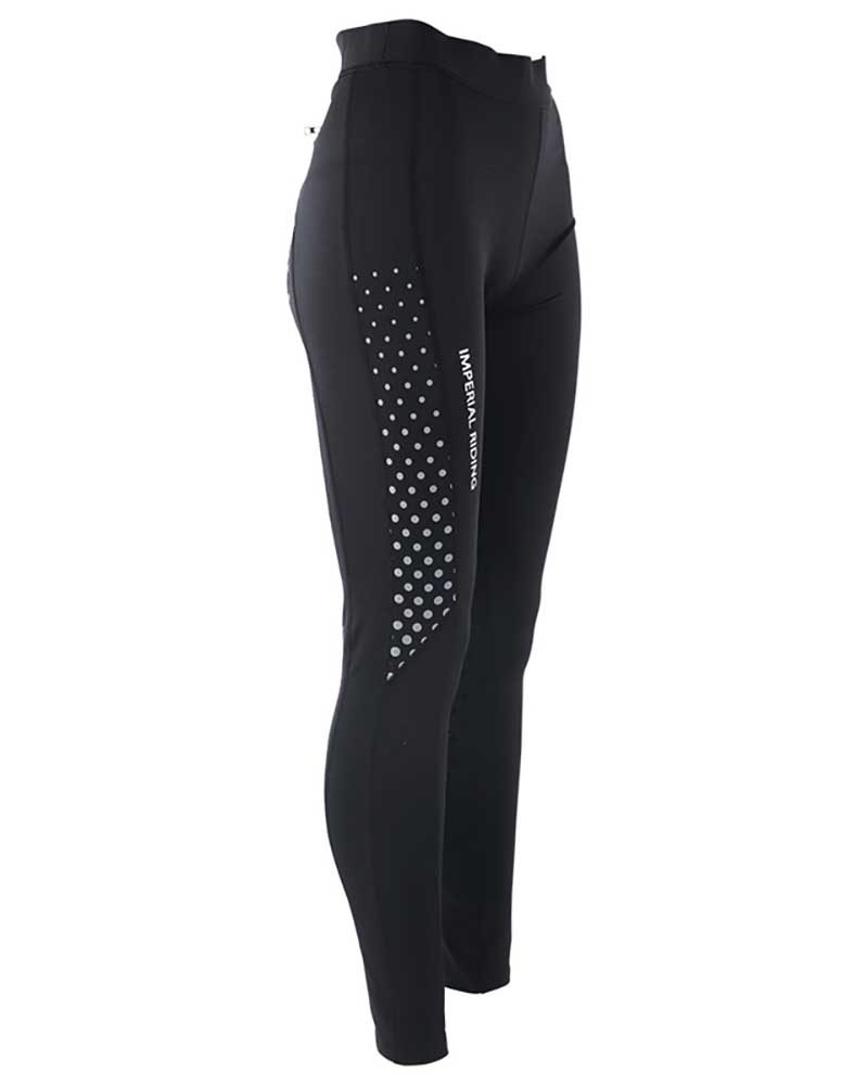 Leggings noir à pois blanc (grip à fond intégral) pour femme Runaway - Imperial Riding