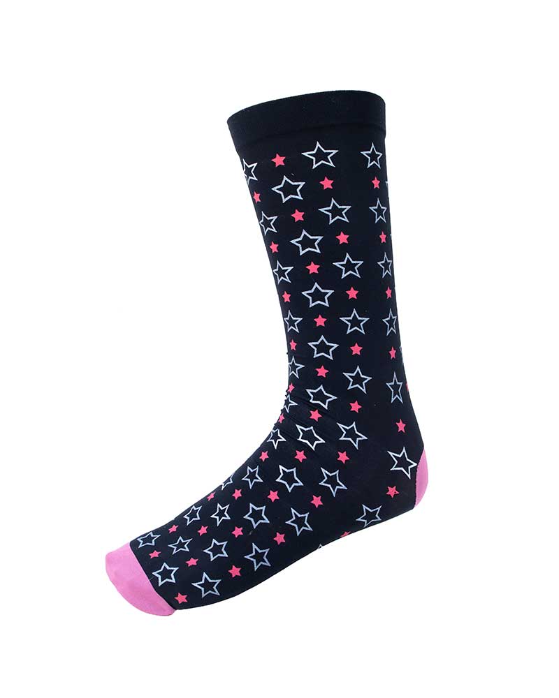 Technical black socks with white and fuchsia stars – Mystic Journey model - Imperial Riding