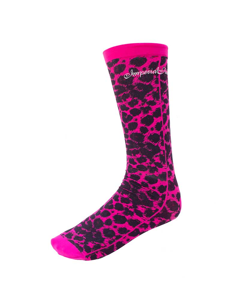 Chaussettes techniques avec imprimé imprimé animal fuchsia et noir - Imperial Riding
