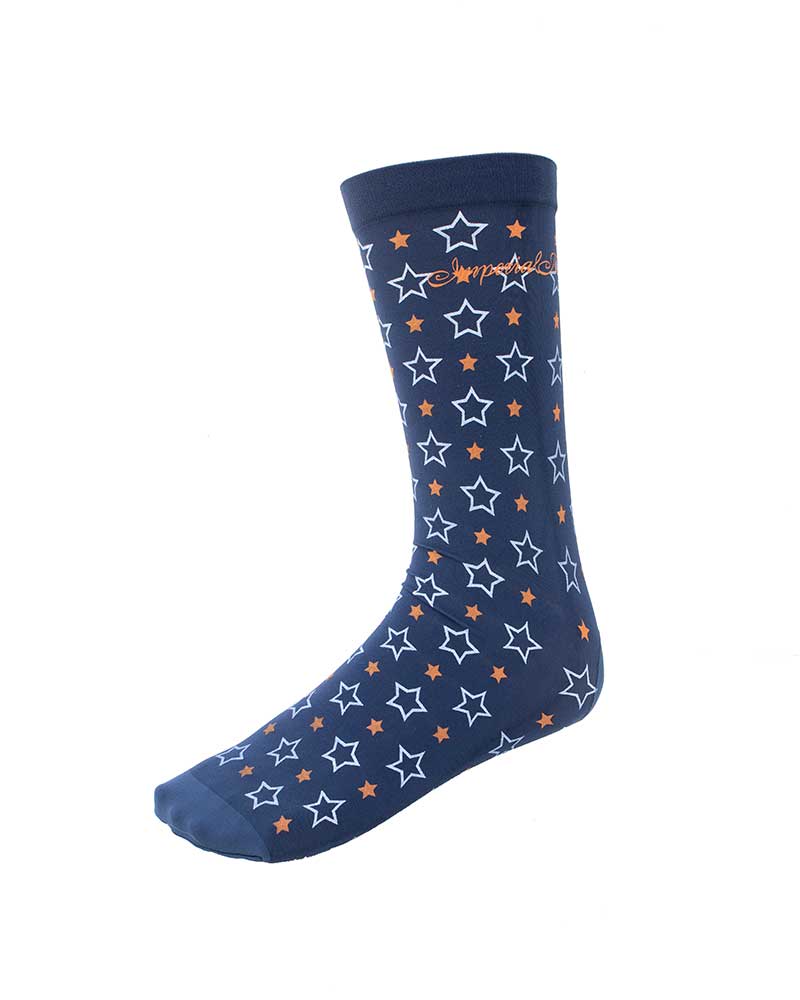 Technical navy blue socks with white and mustard stars – Mystic Journey model - Imperial Riding