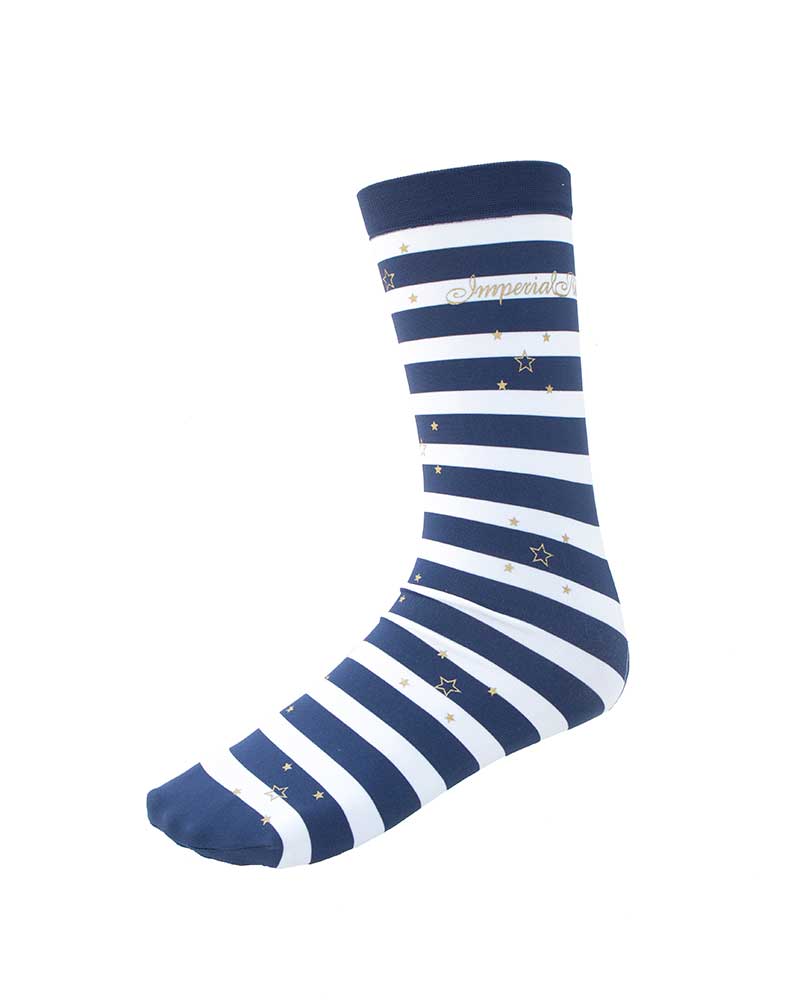 Technical socks with navy and white stripes and yellow stars model Mystic Journey - Imperial Riding
