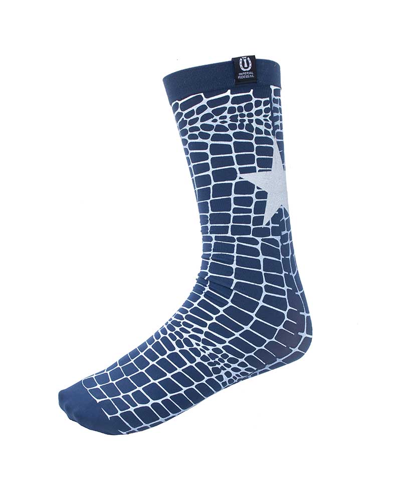 Chaussettes techniques bleu marine avec imprimé animal blanc modèle Adventure - Imperial Riding