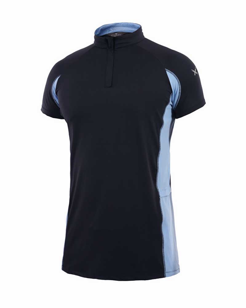 Polo à manches courtes d'entraînement bleu marine et clair pour homme - Brescia - Kingsland Dressage Classic