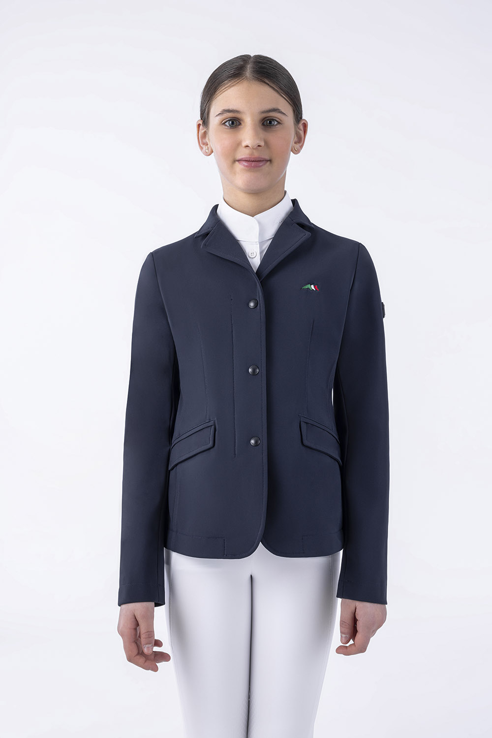 Veste de concours bleue marina avec fermeture de fermeture éclair et botones pour fille Carolink - Equiline