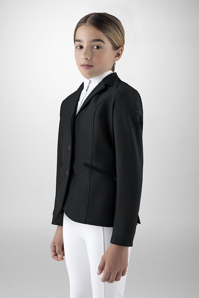 Veste de compétition noire avec microperforaciones pour fille-Gracy - Equiline