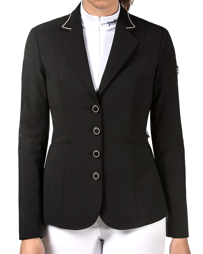 Veste de compétition noire avec boutons de brillants pour femme Dorthy - Equiline