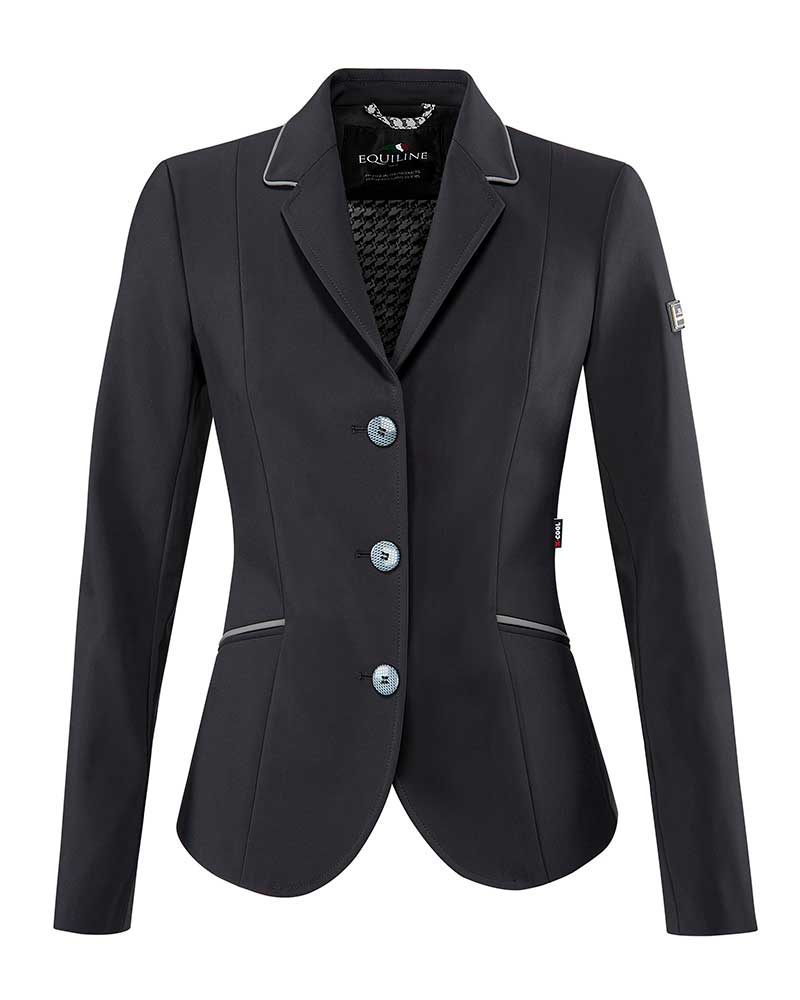 Veste de compétition noire avec passepoils grise foncé pour femme Aster - Equiline