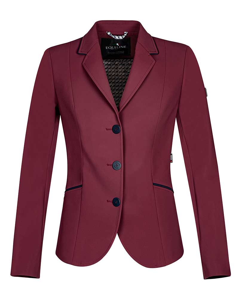 Burgundy competition jacket with navy blue trims for women Aster - Equiline