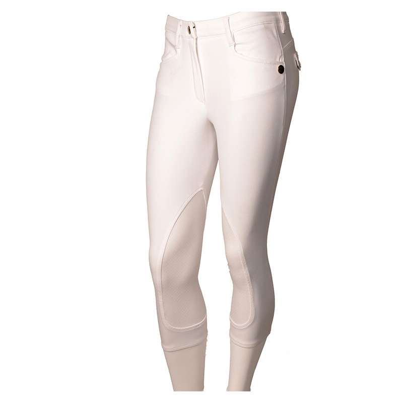 Pantalons avec grip aux genoux blanc pour femme modèle Montebello - Manfredi