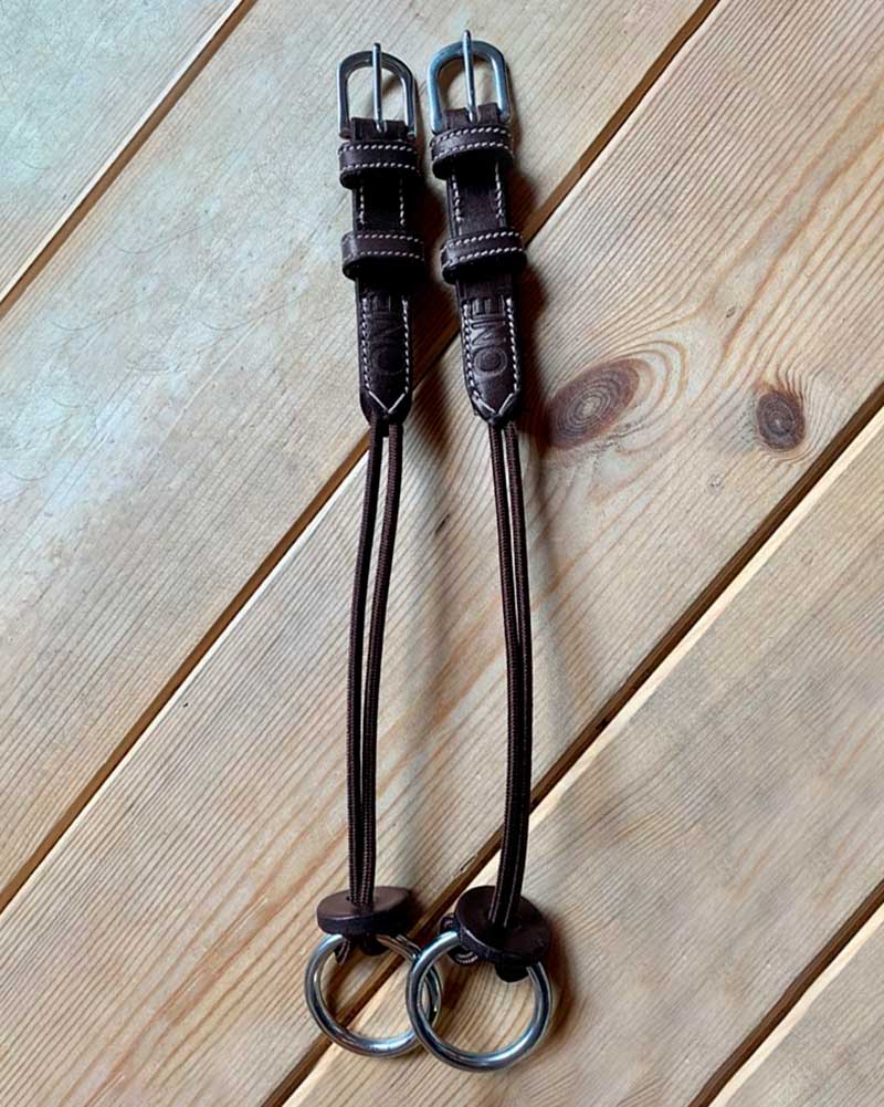 Par de carrilleras para elevador de cuero y nylon marrón oscuro para pony - Colección ONE - Jump In
