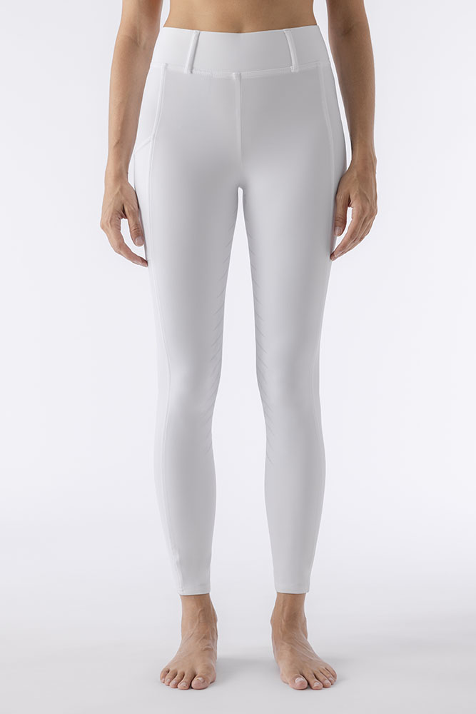 White competition leggings with side pocket (full grip) for women Carbef - Equiline