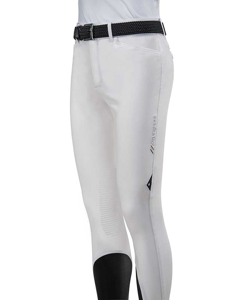 Men’s white competition breeches (knee grip) - Equiline