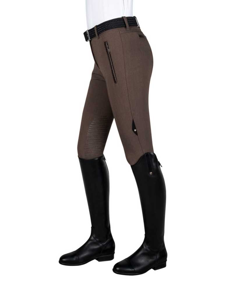 Pantalons d'équitation marron (grip aux genoux) pour femme Magdalina - Equiline