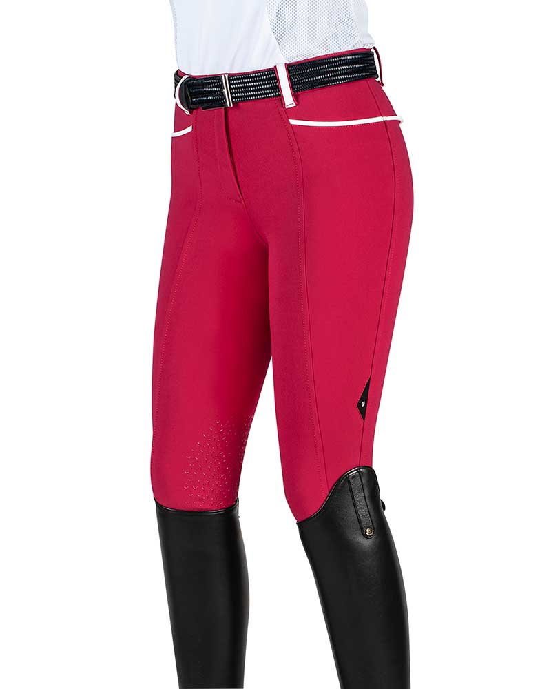Fuchsia and white (knee grip) riding pants for women – Julie - Equiline
