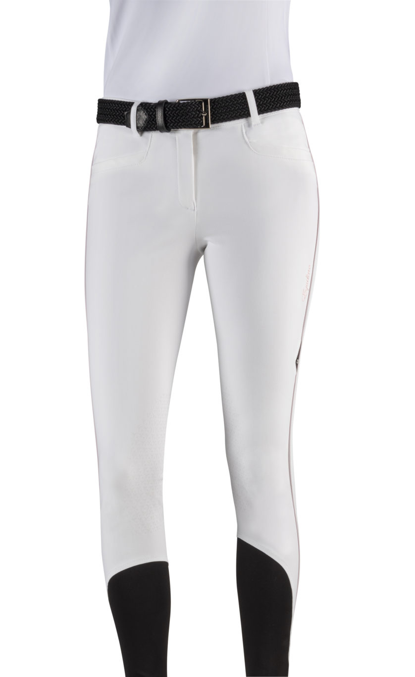 Women’s trousers with knee grip White color Ethereal model - Equiline